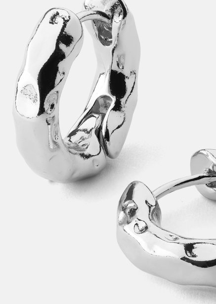 Earring Luxe Ripple Hoops- Silver Plated