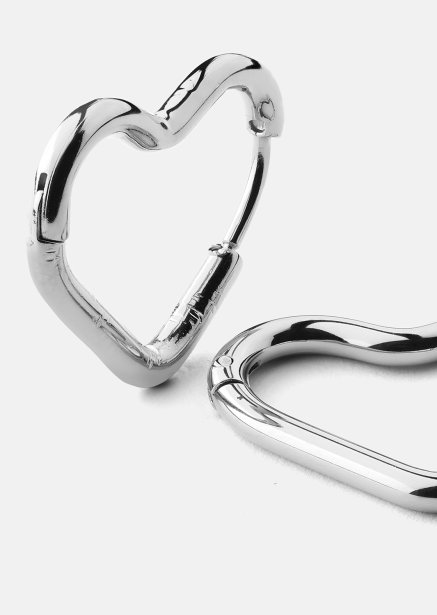Earring Heart's Embrace - Silver Plated