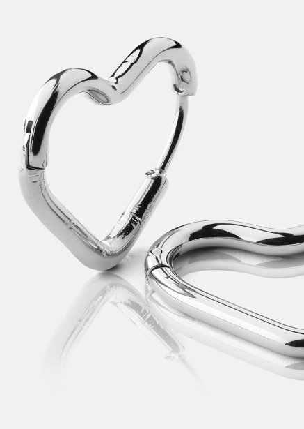 Earring Heart's Embrace - Silver Plated