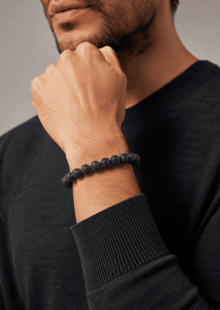 Beaded Bracelet Obsidian Thread