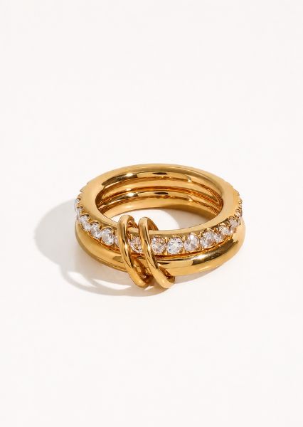 Ring Stacked Crystal - 18k Gold Plated