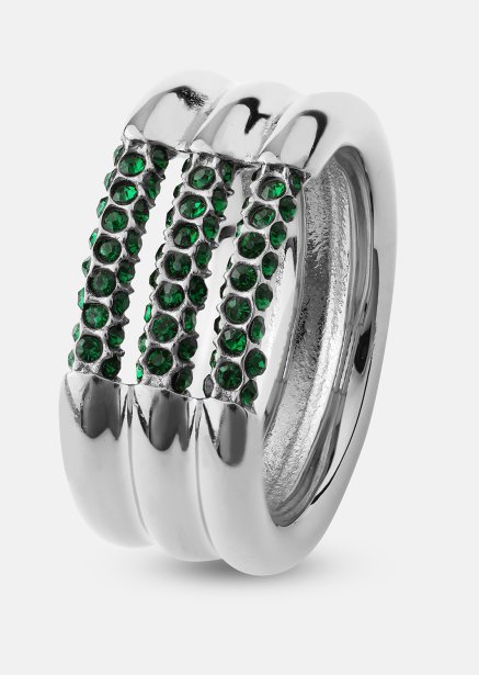 Ring Green Lumière - Silver Plated