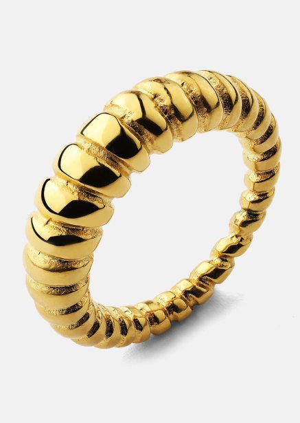 Ring Bold Ribbed - 18k Gold Plated