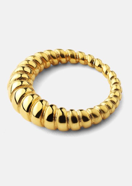 Ring Bold Ribbed - 18k Gold Plated