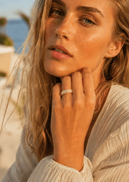 Ring Stacked Crystal - 18k Gold Plated
