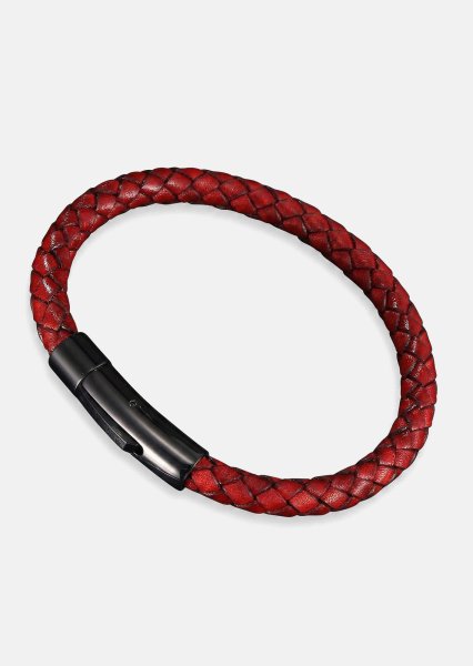 Leather Bracelet Crimson Twine