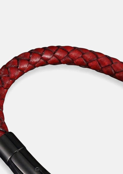 Leather Bracelet Crimson Twine