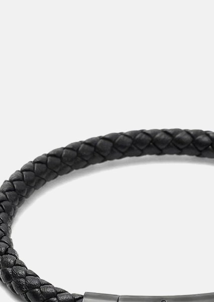 Leather Bracelet Onyx Weave