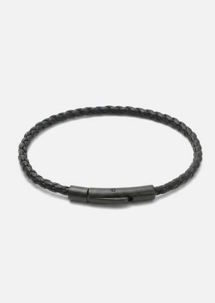 Leather Bracelet Obsidian Loop