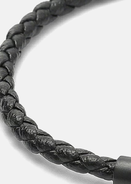 Leather Bracelet Obsidian Loop