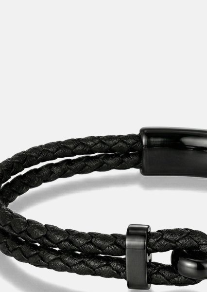 Leather Bracelet Obsidian Link
