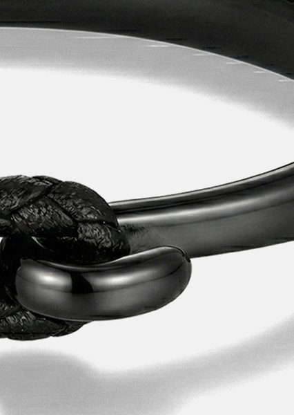 Leather Bracelet Obsidian Link