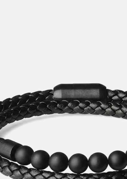 Leather Bracelet Raven Weave