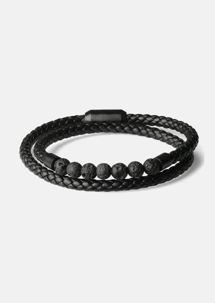 Leather Bracelet Obsidian Grip