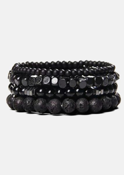 Beaded Bracelet Obsidian Pulse