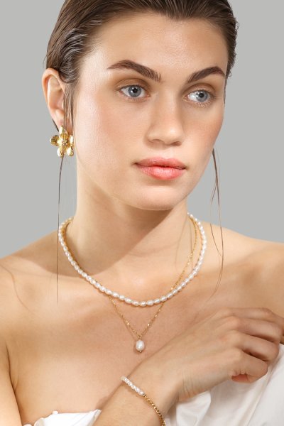Necklace Duo Pearl & Gold - 18k Gold Plated