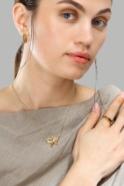 Necklace Golden Bow - 18k Gold Plated