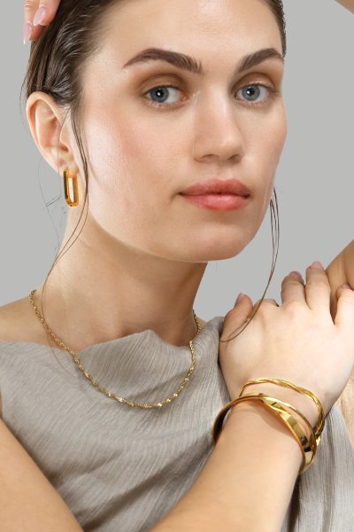 Earring Edge Hoops - 18k Gold Plated