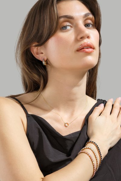 Earring Multicolor Crystal Bold Hoops- 18k Gold Plated