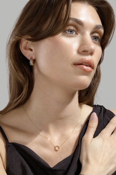 Earring Multicolor Crystal Bold Hoops- 18k Gold Plated