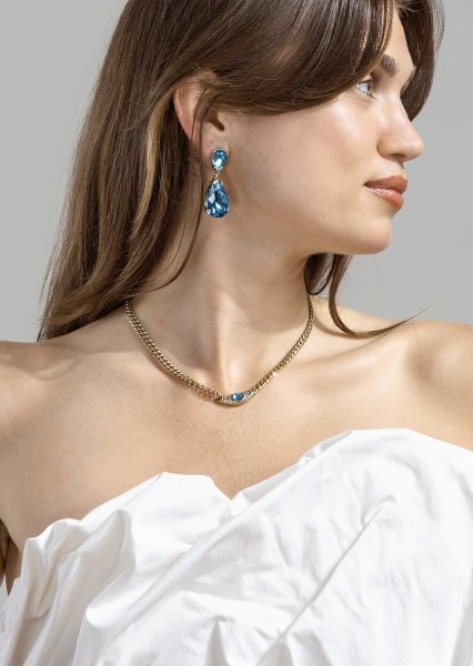 Azulora Icy Blue Earrings – 18k Gold Plated