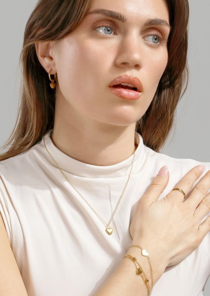 Earrings Heart Hug Hoops - 18k Gold Plated