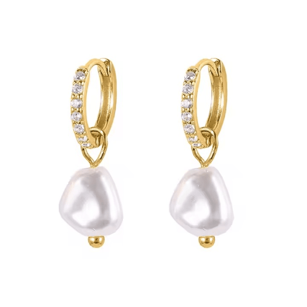 Pearl Charm Earrings – 18k Gold Plated