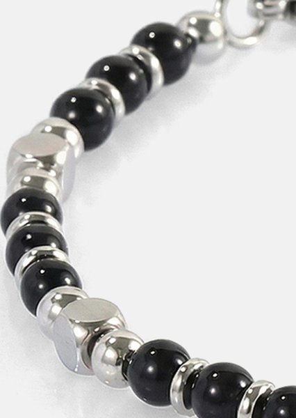 Beaded Bracelet Obsidian Crest