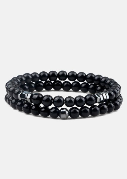 Beaded Bracelet Obsidian Halo