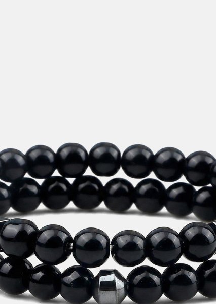 Beaded Bracelet Obsidian Halo