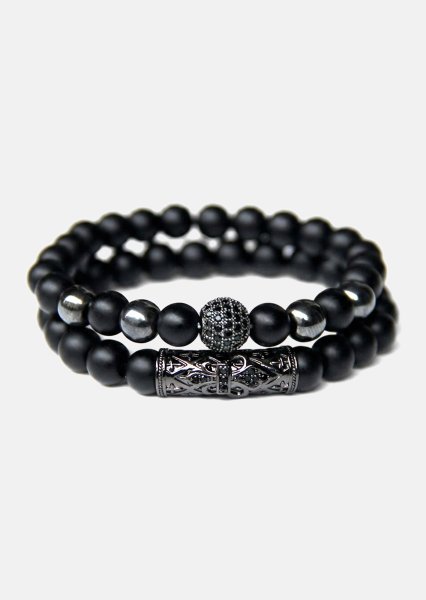 Beaded Bracelet Obsidian Crown