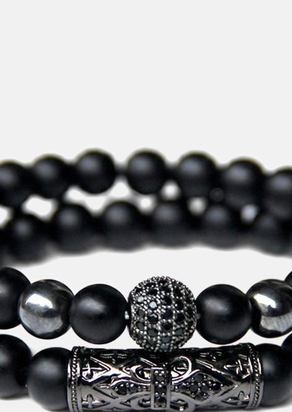 Beaded Bracelet Obsidian Crown