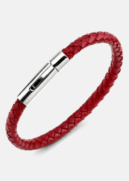 Leather Bracelet Crimson Arc
