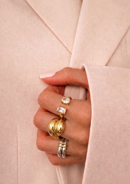 Ring Duo Cut - 18k Gold Plated