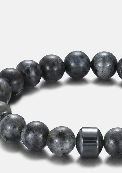 Beaded Bracelet Obsidian Charm