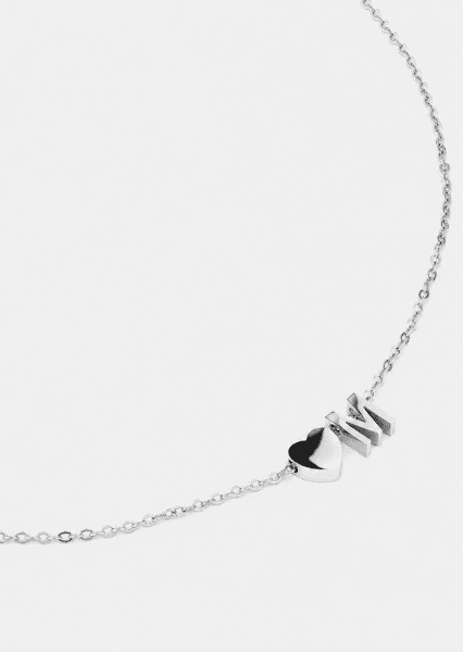 Necklace Heart Letter A-N - Silver Plated