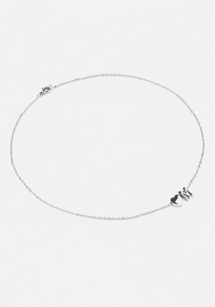 Necklace Heart Letter A-N - Silver Plated