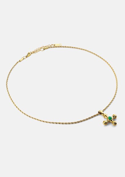 Emerald Cross Green Necklace – 18k Gold Plated