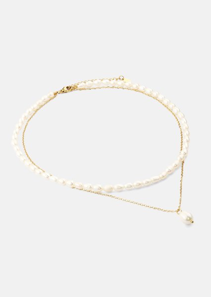 Necklace Duo Pearl & Gold - 18k Gold Plated