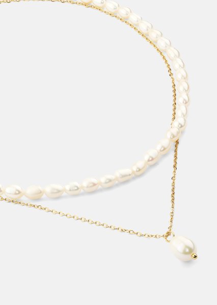 Necklace Duo Pearl & Gold - 18k Gold Plated