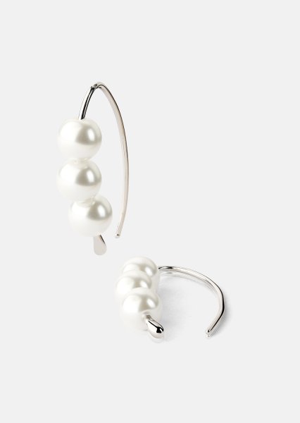 Earring Pearl Arc - Silver Plated