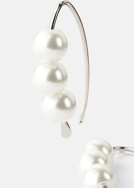 Earring Pearl Arc - Silver Plated