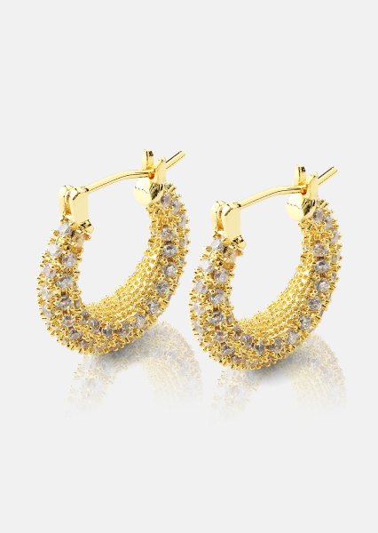 Earring Crystal Circle - 18k Gold Plated