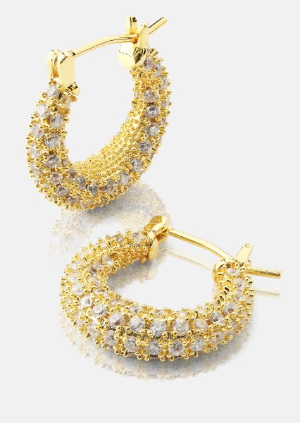 Earring Crystal Circle - 18k Gold Plated