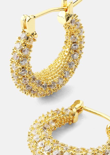 Earring Crystal Circle - 18k Gold Plated
