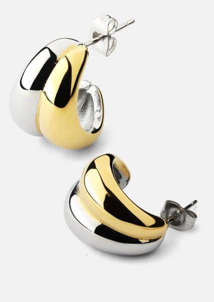 Earrings Dual Wave - 18k Gold Plated