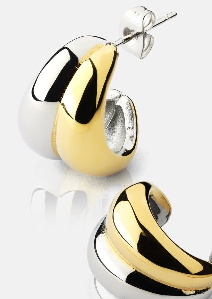 Earrings Dual Wave - 18k Gold Plated