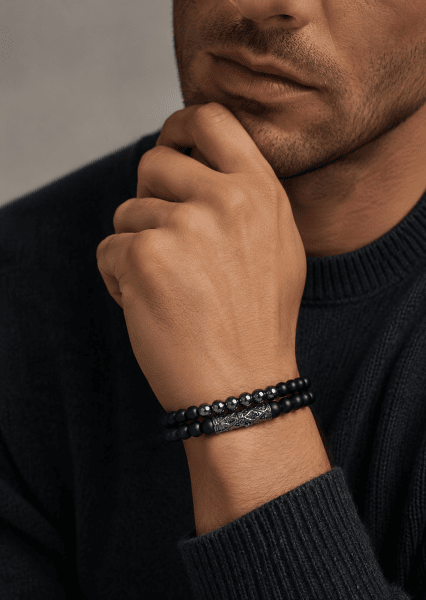 Beaded Bracelet Obsidian Echo