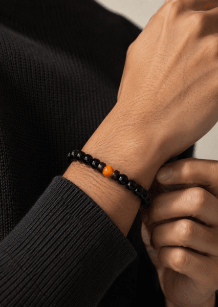 Beaded Bracelet Obsidian Sphere