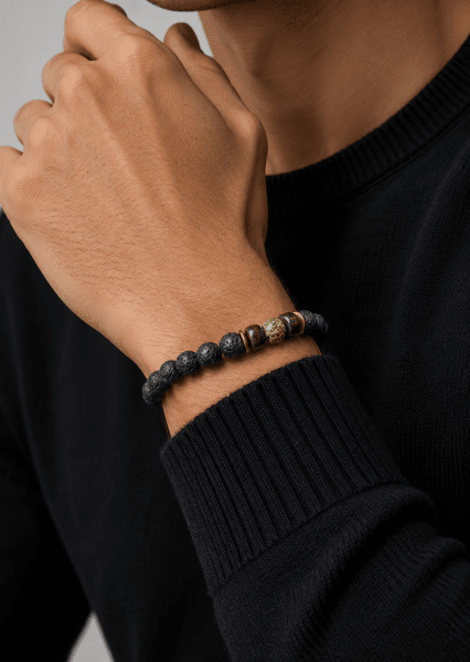 Beaded Bracelet Obsidian Whirl